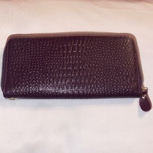 Boutique Croc Embossed Brown Continental Wallet PUC